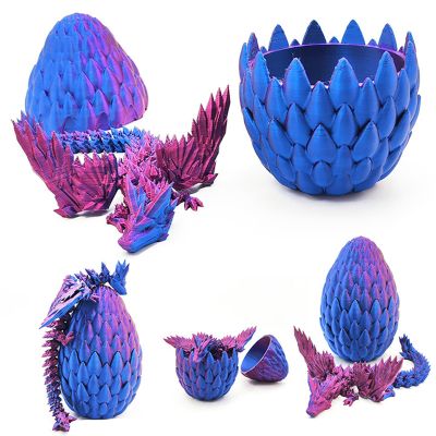 Aesinos 3D Printed Dragon in Eggs Wing Dragon Egg,Crystal Dragon in Dragon Egg,3D Dragon, Dragon Eggs with Dragon Inside 3D Printed Animals Desk Decoration 3D Printed Dragon with Wings (Purple)