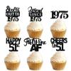 18pcs Black Glitter Dessert Cupcake Pick for Straight Outta 1975 Legend Since 1975 Theme Decor Supplies Boys Happy 51st Birthday Party Decoration view 1