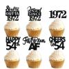 18pcs Black Glitter Dessert Cupcake Pick for Straight Outta 1972 Legend Since 1972 Theme Decor Supplies Boys Happy 54th Birthday Party Decoration view 1