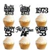 18pcs Black Glitter Dessert Cupcake Pick for Straight Outta 1973 Legend Since 1973 Theme Decor Supplies Boys Happy 53rd Birthday Party Decoration view 1