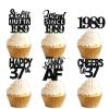 18pcs Black Glitter Dessert Cupcake Pick for Straight Outta 1989 Legend Since 1989 Theme Decor Supplies Men Boys Happy 37th Birthday Party Decoration view 1