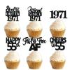 18pcs Black Glitter Dessert Cupcake Pick for Straight Outta 1971 Legend Since 1971 Theme Decor Supplies Men Boys Happy 55th Birthday Party Decoration view 1