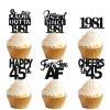 18pcs Black Glitter Dessert Cupcake Pick for Straight Outta 1981 Legend Since 1981 Theme Decor Supplies Men Boys Happy 45th Birthday Party Decoration view 1