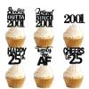 18pcs Black Glitter Dessert Cupcake Pick for Straight Outta 2001 Legend Since 2001 Theme Decor Supplies Men Boys Happy 25th Birthday Party Decoration view 1