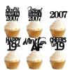 18pcs Black Glitter Dessert Cupcake Pick for Straight Outta 2007 Legend Since 2007 Theme Decor Supplies Men Boys Happy 19th Birthday Party Decoration