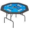 ECOTOUGE 8 Players Poker Table Foldable, Octagonal Texas Hold'em Table w/Stainless Steel Cup Holder, Folding Casino Leisure Poker Game Table for Blackjack, Gambling, Blue view 1