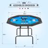 ECOTOUGE 8 Players Poker Table Foldable, Octagonal Texas Hold'em Table w/Stainless Steel Cup Holder, Folding Casino Leisure Poker Game Table for Blackjack, Gambling, Blue view 2