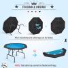 ECOTOUGE 8 Players Poker Table Foldable, Octagonal Texas Hold'em Table w/Stainless Steel Cup Holder, Folding Casino Leisure Poker Game Table for Blackjack, Gambling, Blue view 3