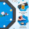 ECOTOUGE 8 Players Poker Table Foldable, Octagonal Texas Hold'em Table w/Stainless Steel Cup Holder, Folding Casino Leisure Poker Game Table for Blackjack, Gambling, Blue view 4