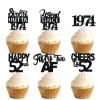 18pcs Black Glitter Dessert Cupcake Pick for Straight Outta 1974 Legend Since 1974 Theme Decor Supplies Men Boys Happy 52nd Birthday Party Decoration view 1
