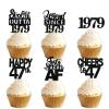18pcs Black Glitter Dessert Cupcake Pick for Straight Outta 1979 Legend Since 1979 Theme Decor Supplies Men Boys Happy 47th Birthday Party Decoration view 1