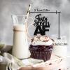 18pcs Black Glitter Dessert Cupcake Pick for Straight Outta 1979 Legend Since 1979 Theme Decor Supplies Men Boys Happy 47th Birthday Party Decoration view 2