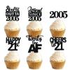 18pcs Black Glitter Dessert Cupcake Pick for Straight Outta 2005 Legend Since 2005 Theme Decor Supplies Men Boys Happy 21st Birthday Party Decoration view 1