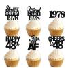 18pcs Black Glitter Dessert Cupcake Pick for Straight Outta 1978 Legend Since 1978 Theme Decor Supplies Men Boys Happy 48th Birthday Party Decoration view 1