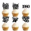 18pcs Black Glitter Dessert Cupcake Pick for Straight Outta 1980 Legend Since 1980 Theme Decor Supplies Men Boys Happy 46th Birthday Party Decoration view 1