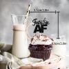 18pcs Black Glitter Dessert Cupcake Pick for Straight Outta 1980 Legend Since 1980 Theme Decor Supplies Men Boys Happy 46th Birthday Party Decoration view 2
