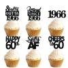 18pcs Black Glitter Dessert Cupcake Pick for Straight Outta 1966 Legend Since 1966 Theme Decor Supplies Men Boys Happy 60th Birthday Party Decoration view 1