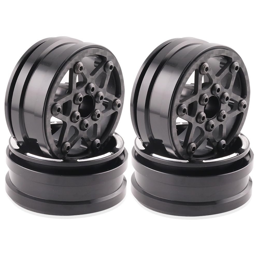1.9 Inch beadlock Wheel Rims,4PCS Crawler Carbon Fiber Wheels Rims for 1/10 RC Crawler Capra SCX10 TRX4 TF2 VS4-10 Gen8 R1 Element Enduro 1.9S DIY (D)
