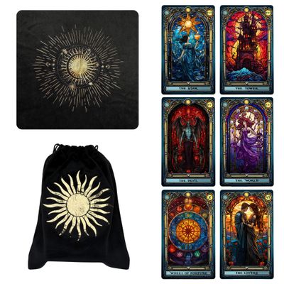 CRAFTERIAN Set of Stained Tarot Cards with Cloth and Bag. Tarot Cards, 78 Tarot Deck, Original Tarot Cards for Beginners and Experts with Guide Book