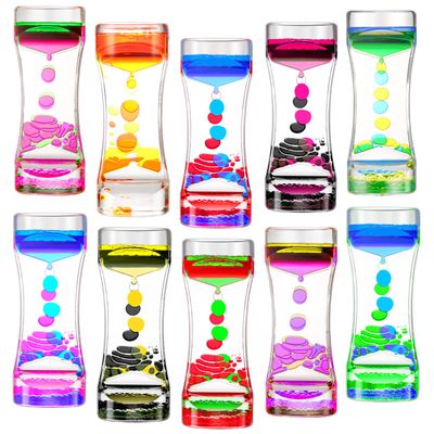 10 Pack Colorful Liquid Bubble Oil Hourglasses - Innovative Decompression Liquid Oil Hourglass Toys - Desktop Sensory Gadgets (10 Pack Colorful Liquid Motion Bubbler, Plastic) (Family Edition)
