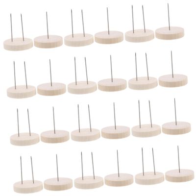 BESTonZON 24pcs Wooden Crochet Doll Stand Set Dual Needle Support for Knitted Dolls Stable Display Base for Figures for Organizing and Photographing Collectibles