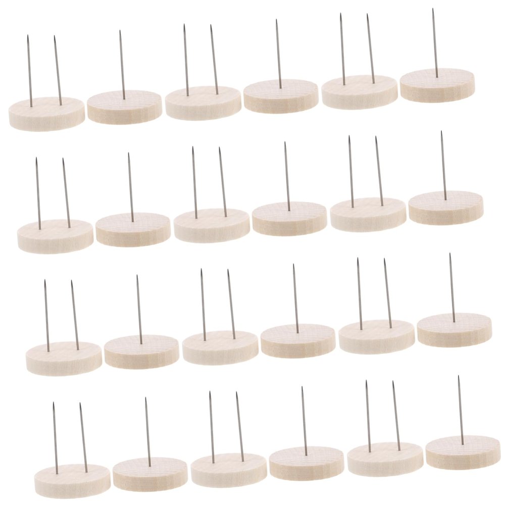 BESTonZON 24pcs Wooden Crochet Doll Stand Set Dual Needle Support for Knitted Dolls Stable Display Base for Figures for Organizing and Photographing Collectibles