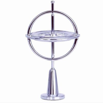 5JJJLOOOPP Spinning Gyroscope, Small Gyroscope Portable Universal Silver to Relieve Anxiety of Children in Adult Education (Rose Gold) (Silver)