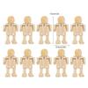 20 Pack Unfinished Wooden Robot, Wood People Shapes Figures Wooden Robot Figures People Bodies Joint Wooden Puzzle Building Craft Kit Decorative Peg Dolls Toy for DIY Painting Arts view 3
