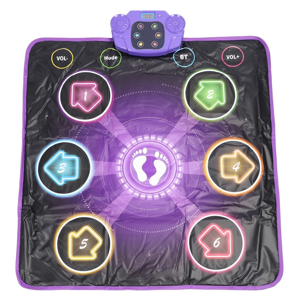 NOENNULL Dance Mat for Kids, Electronic Dance Pad with Light Up 6 Button Dance Mat Game, Music Dance Game Mat with Built in Toys Anti Slip Dance Game Pad Toy for Girls Ages 4-8, 8-12