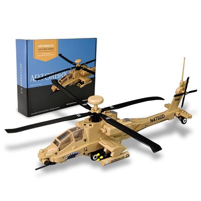 ArtorBricks AH-64 Apche Airplane Military Building Set - 223 Piece Model Kit for Adults, Collectors & Hobbyists