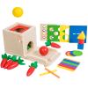 EduLand Montessori Practical Life Skill Pincer Grasp 5-in-1 Toy Object Permanence STEM Educational Toy Posting Coin Piggy Bank Carrot Harvest Push- Matching/Geometric Solid Box Toddler Gift 3-6 Years view 1