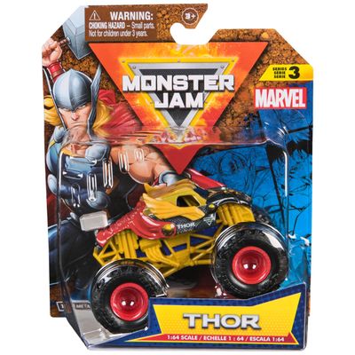 Monster Jam, Marvel Official Thor Monster Truck, Die-Cast Vehicle, 1:64 Scale, Super Hero Kids Toys for Boys Ages 3 and up