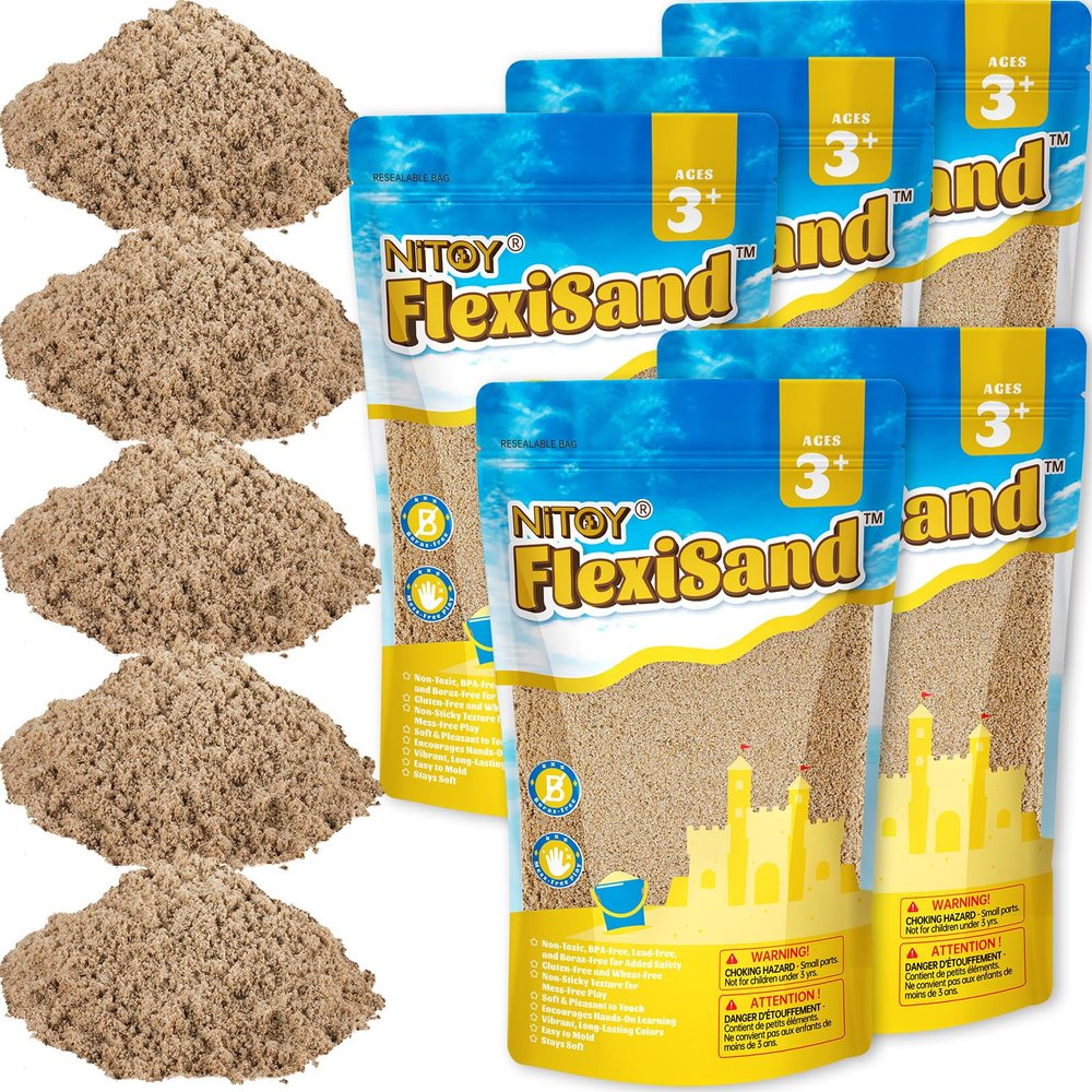 NiToy FlexiSand 11 lbs Moldable Self-Sticking Sand, Never Dries Out Fun for 3 Years and Up Kids Bulk Refill for Sensory Sand Box Toys, Ideal for Shaping, Squeezing, Scooping and Rolling (Dark Yellow)