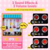 BRINJOY Kids Kitchen Playset, Wooden Pretend Play Kitchen for Kids w/Faucet, Sink, Stove, Oven, Curtains, Cookware, Storage Cabinets, Toddler Role Play Toy Kitchen Set Gift for Girls Boys Ages 3+ view 3