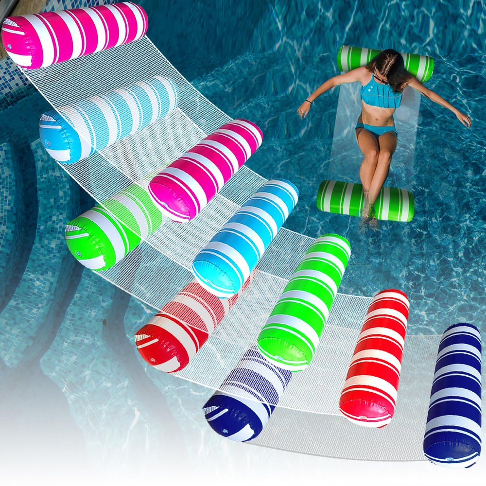 5 Pack Inflatable Pool Floats Adult Size Water Hammock,Hammock Floats for Adults,4-in-1 Multi-Purpose Pool Floating Toys,Pool Rafts Lounge Chairs Floaties,for Adults Vacation Fun and Rest