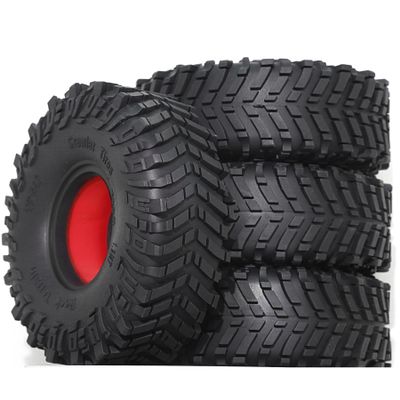 1.9 inch 120mm RC Crawler Tires 4 Pcs Built-in Low Center of Gravity Silicone Pads High Grip Mud Tires For 1/10 RC Crawler car TRX4 Axial SCX10 RC4WD D90 TF2 Redcat Gen8 Tamiya CC01 Axial%t029(Red)