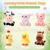 RoundFunny 6 Pcs Farm Animals Toys 7 Inch Horse Sheep Cow Duck Chick Pig Large Stuffed Animals Bulk for Woodland Baby Showers Party Decor Birthday Gifts Classroom Teacher Student Awards view 2