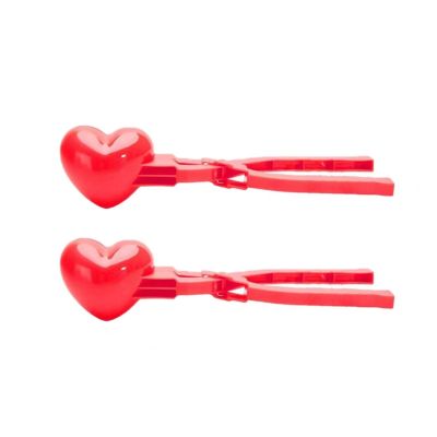 2Pcs Winter Snowball Clips Heart Shape Snowball Maker Clip Adults Snow Sand Mold Snowball Fight Outdoor Fun Sports(Type d)