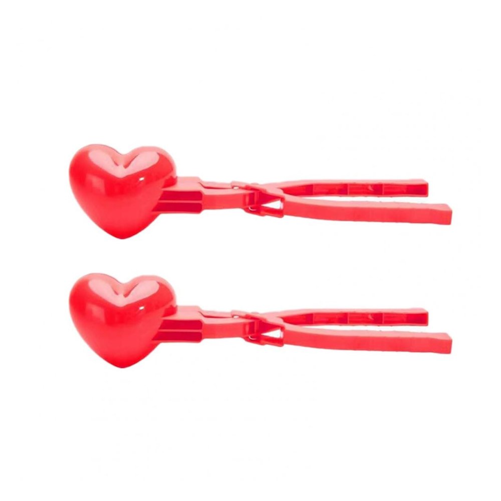 2Pcs Winter Snowball Clips Heart Shape Snowball Maker Clip Adults Snow Sand Mold Snowball Fight Outdoor Fun Sports(Type d)