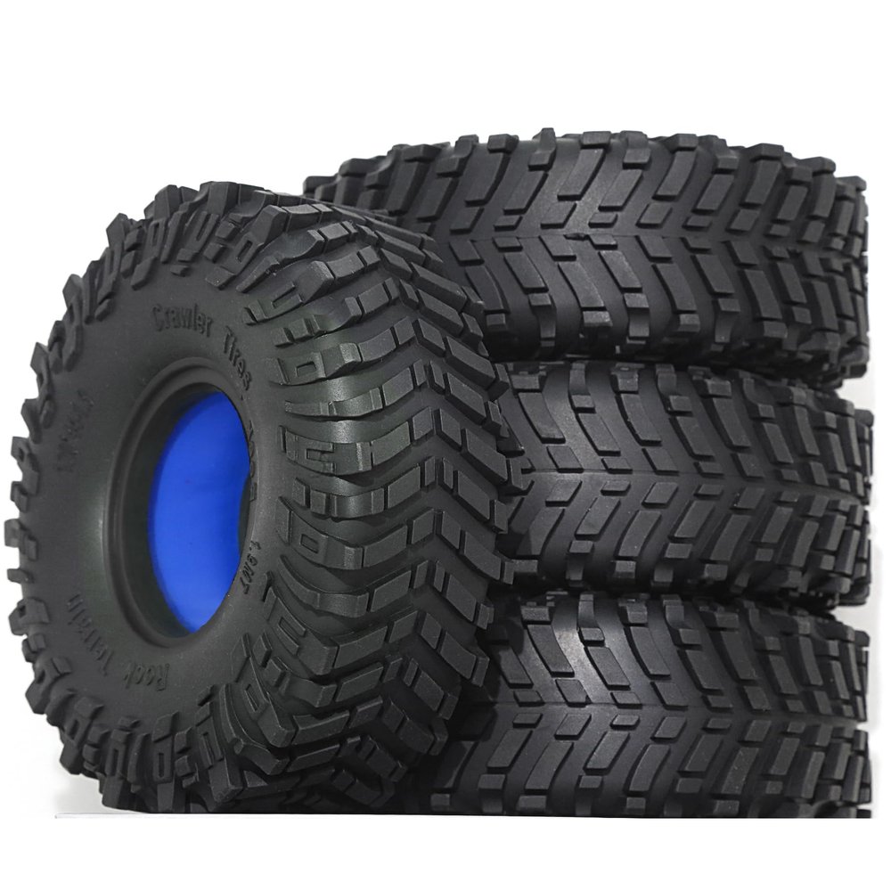 1.9 inch 120mm RC Crawler Tires 4 Pcs Built-in Low Center of Gravity Silicone Pads High Grip Mud Tires For 1/10 RC Crawler car TRX4 Axial SCX10 RC4WD D90 TF2 Redcat Gen8 Tamiya CC01 Axial%t029(Blue)