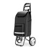 Shopping Trolley Shopping Aid 70 kg Load Capacity Shopping Trolley Frame Made of Aluminium Foldable with Large Wheels -Blue view 1