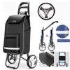 Shopping Trolley Shopping Aid 70 kg Load Capacity Shopping Trolley Frame Made of Aluminium Foldable with Large Wheels -Blue view 2