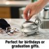 5'' Turtle Piggy Bank, Large Cute Animal Shaped Money Box, Unbreakable Novelty Money Bank for Adult, Practical Gifts for Birthday, Easter, Christmas, Party Favors (Silver) view 3
