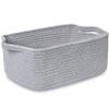 ABenkle Small Storage Basket with Handles, Cotton Rope Woven Dog Cat Toy Bin, Decorative Shelves Closet Organizing for Nursery Laundry Bedroom Bathroom, 14.2''x 11''x 5.1'' view 1