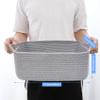 ABenkle Small Storage Basket with Handles, Cotton Rope Woven Dog Cat Toy Bin, Decorative Shelves Closet Organizing for Nursery Laundry Bedroom Bathroom, 14.2''x 11''x 5.1'' view 2