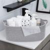 ABenkle Small Storage Basket with Handles, Cotton Rope Woven Dog Cat Toy Bin, Decorative Shelves Closet Organizing for Nursery Laundry Bedroom Bathroom, 14.2''x 11''x 5.1'' view 3