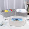 ABenkle Small Storage Basket with Handles, Cotton Rope Woven Dog Cat Toy Bin, Decorative Shelves Closet Organizing for Nursery Laundry Bedroom Bathroom, 14.2''x 11''x 5.1'' view 4