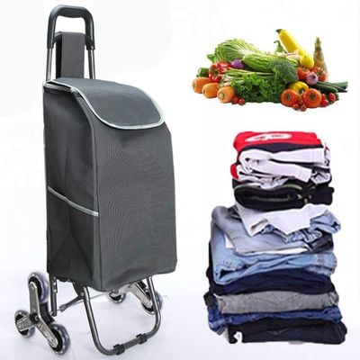 YFATUEO Shopping Trolley with Large Wheels Extra Large Shopping Trolley Shopping Aid 50 kg Load Capacity Shopping Trolley Stair Climbere for Supermarket Travel-Black