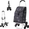 YFATUEO Shopping Trolley Stair Climber 2-in-1 Shopping Trolley Foldable Removable Bag Shopping Aid Trolley Waterproof 6 Wheels -Grey view 1