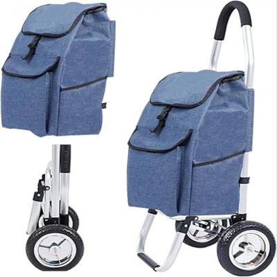 Shopping Trolley, Collapsible, Foldable Shopping Trolley, Reusable, Shopping and Grocery Trolley on Wheels, Large Load Capacity -Blue
